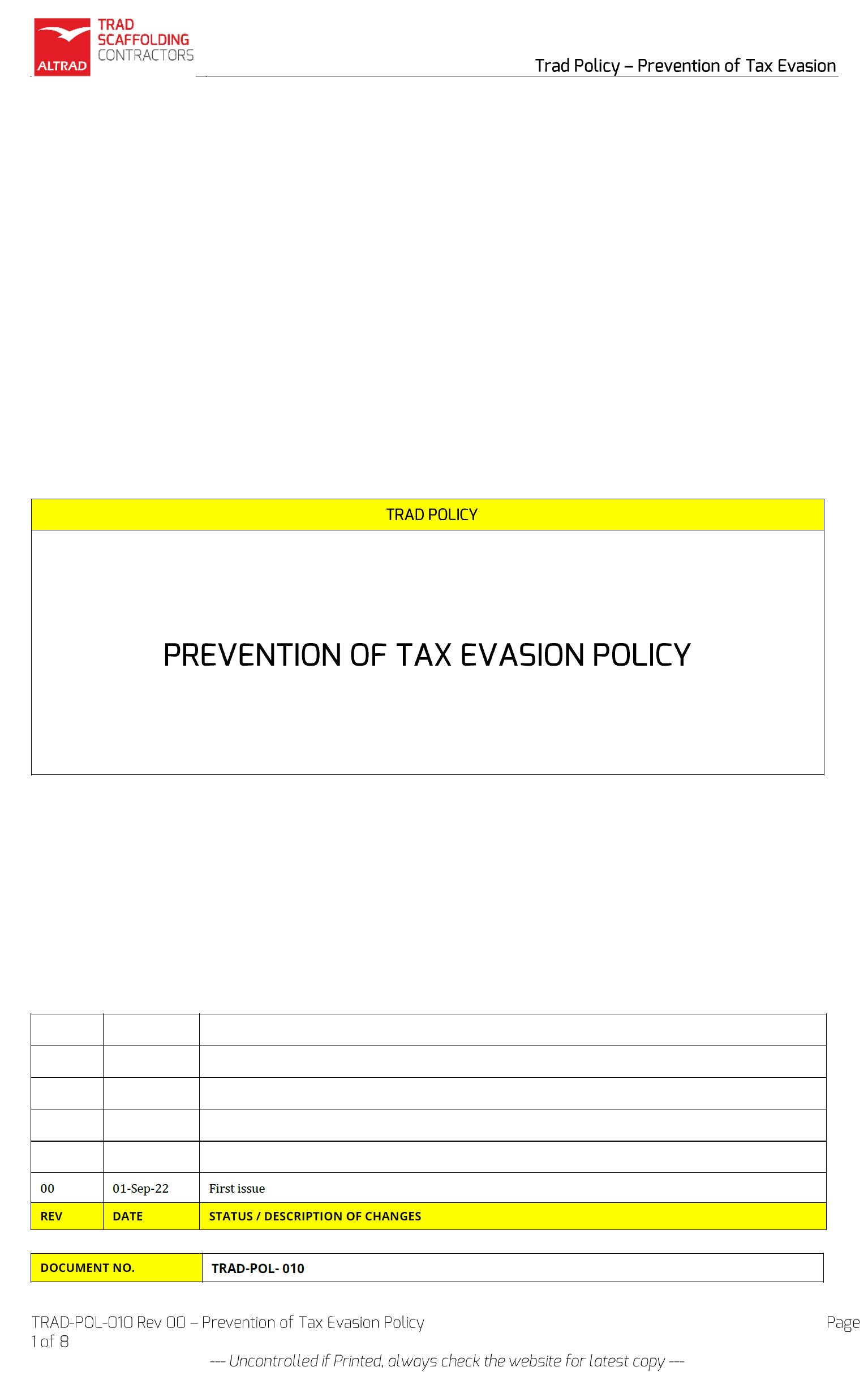 Prevention of Tax Evasion